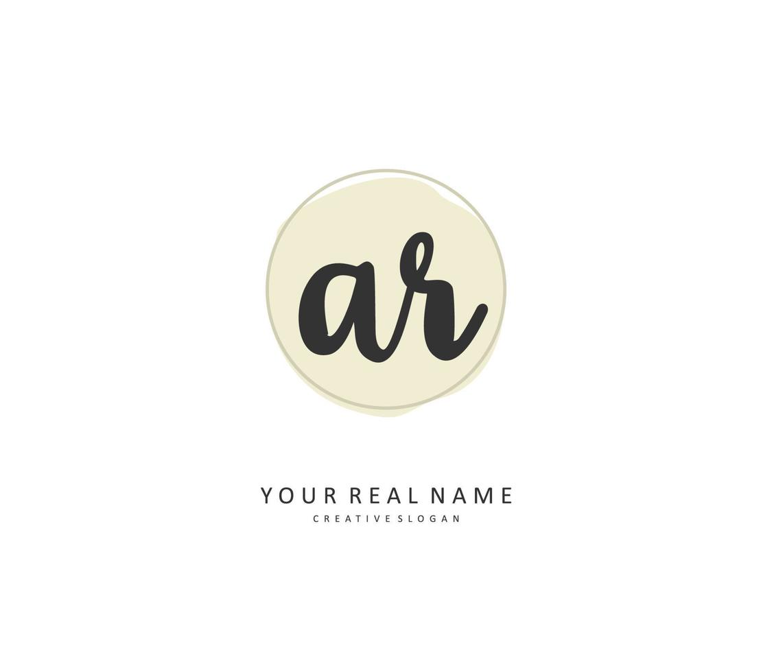 AR Initial letter handwriting and  signature logo. A concept handwriting initial logo with template element. vector
