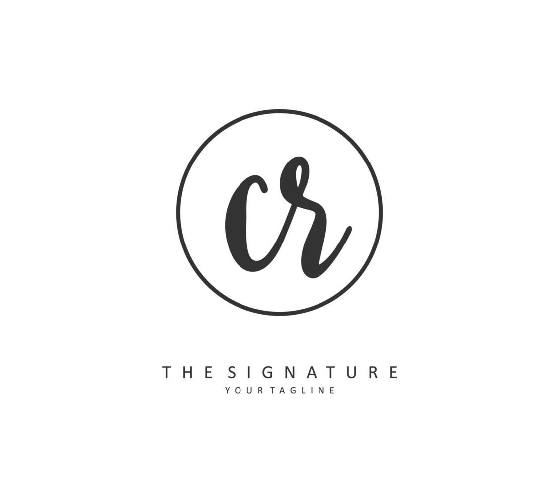 CR Initial letter handwriting and  signature logo. A concept handwriting initial logo with template element. vector