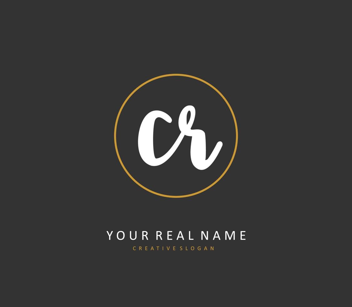 CR Initial letter handwriting and  signature logo. A concept handwriting initial logo with template element. vector