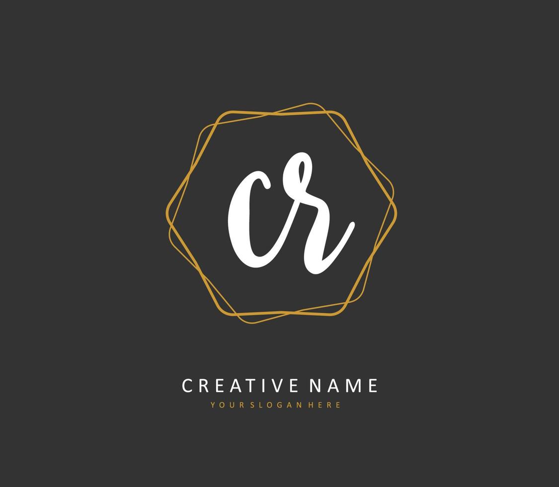 CR Initial letter handwriting and  signature logo. A concept handwriting initial logo with template element. vector