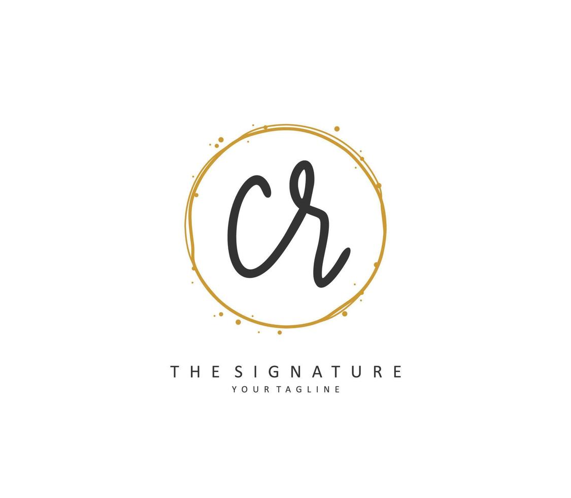 CR Initial letter handwriting and  signature logo. A concept handwriting initial logo with template element. vector