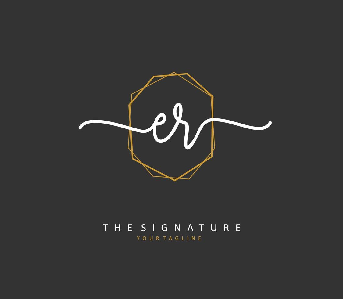 ER Initial letter handwriting and  signature logo. A concept handwriting initial logo with template element. vector