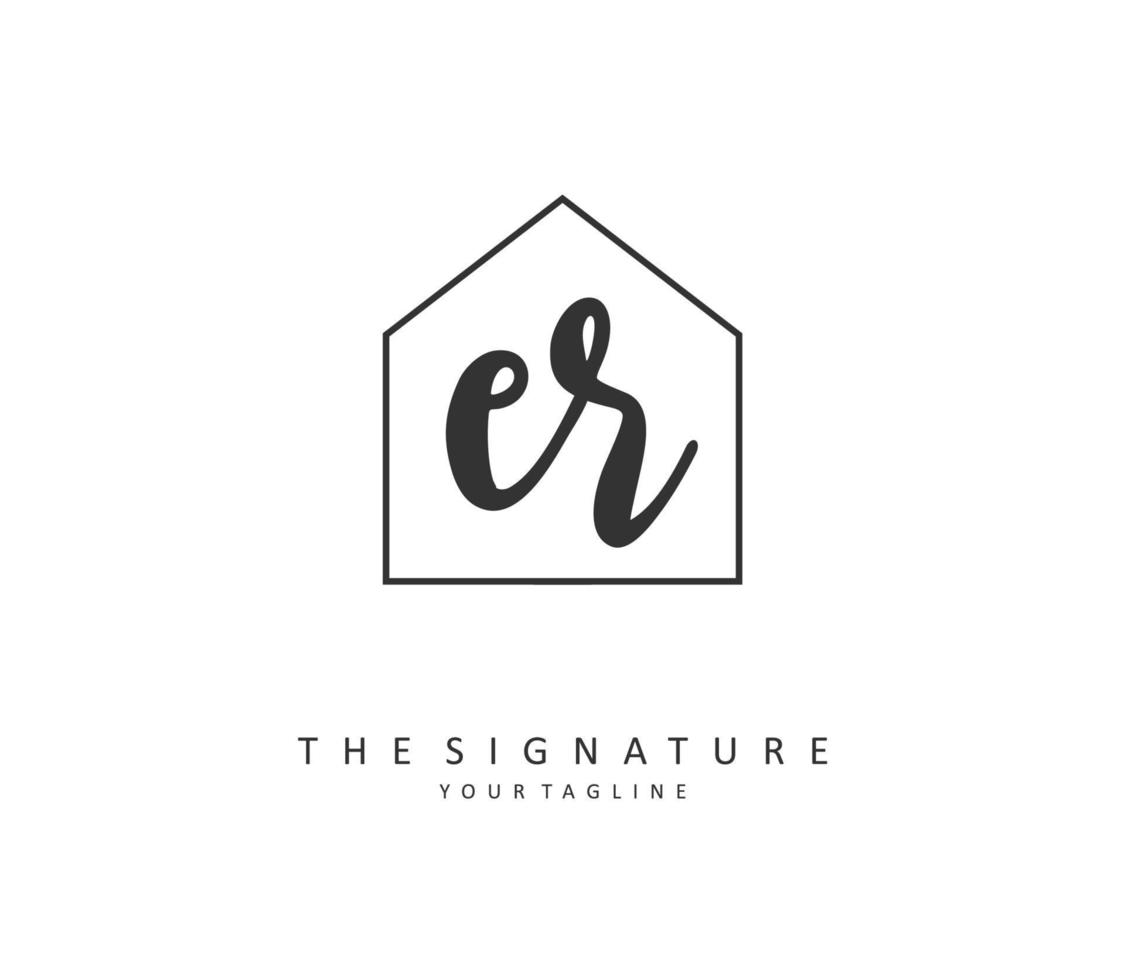 ER Initial letter handwriting and  signature logo. A concept handwriting initial logo with template element. vector
