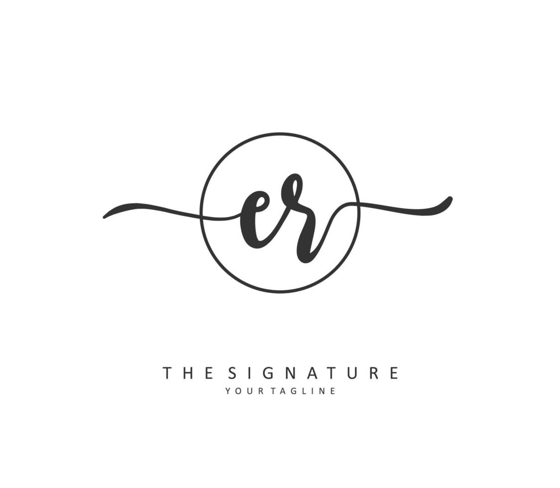 ER Initial letter handwriting and  signature logo. A concept handwriting initial logo with template element. vector
