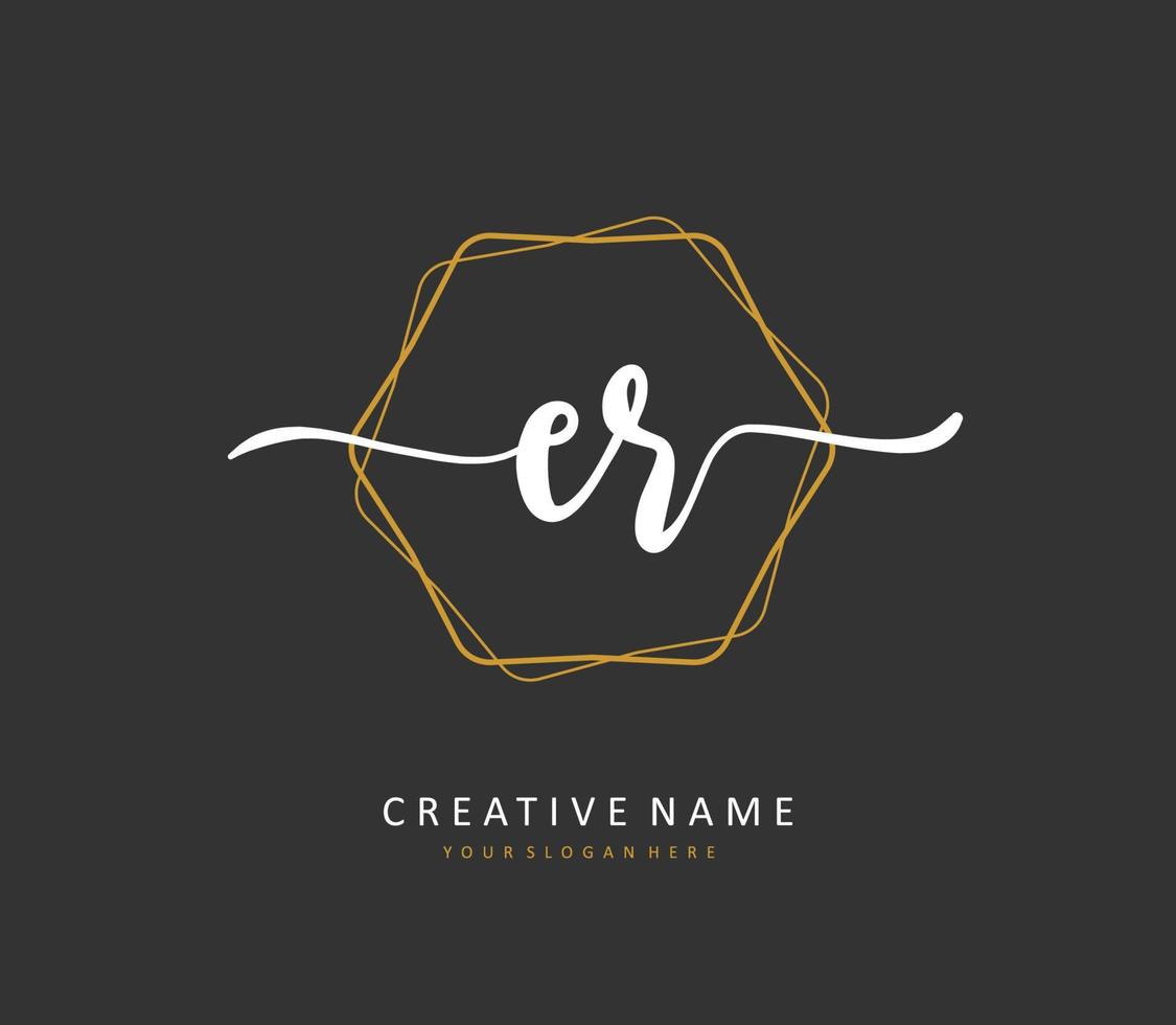 ER Initial letter handwriting and  signature logo. A concept handwriting initial logo with template element. vector