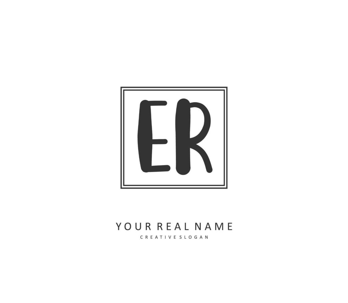 ER Initial letter handwriting and  signature logo. A concept handwriting initial logo with template element. vector