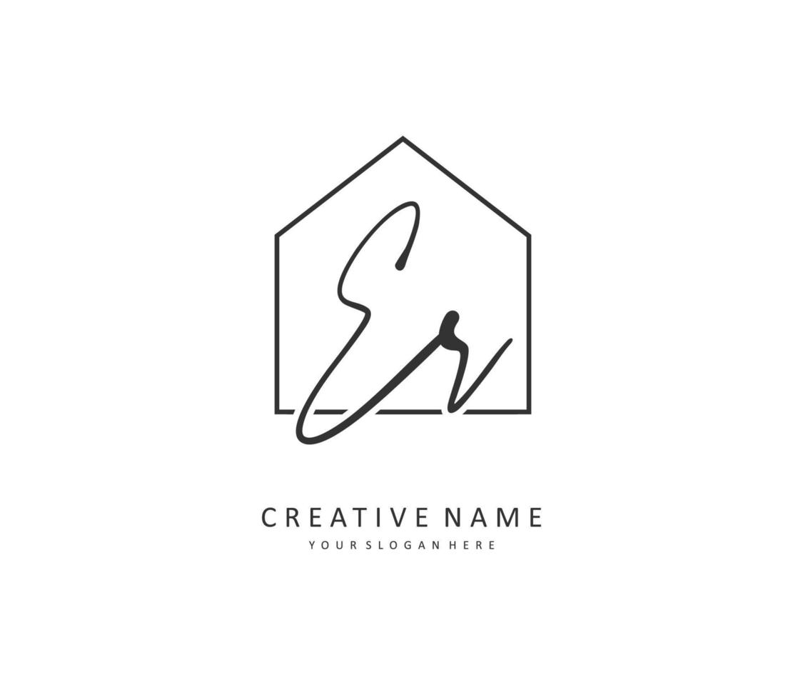 ER Initial letter handwriting and  signature logo. A concept handwriting initial logo with template element. vector