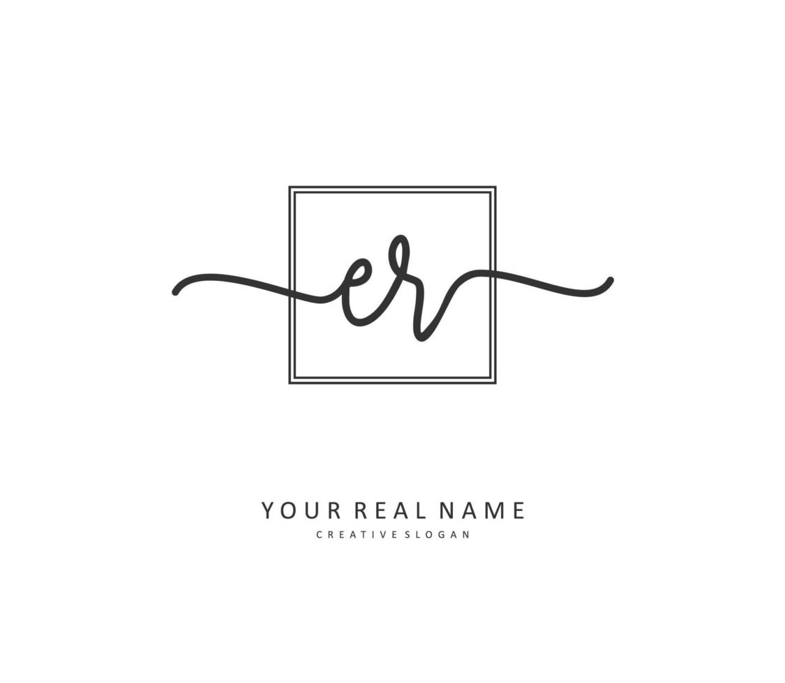 ER Initial letter handwriting and  signature logo. A concept handwriting initial logo with template element. vector
