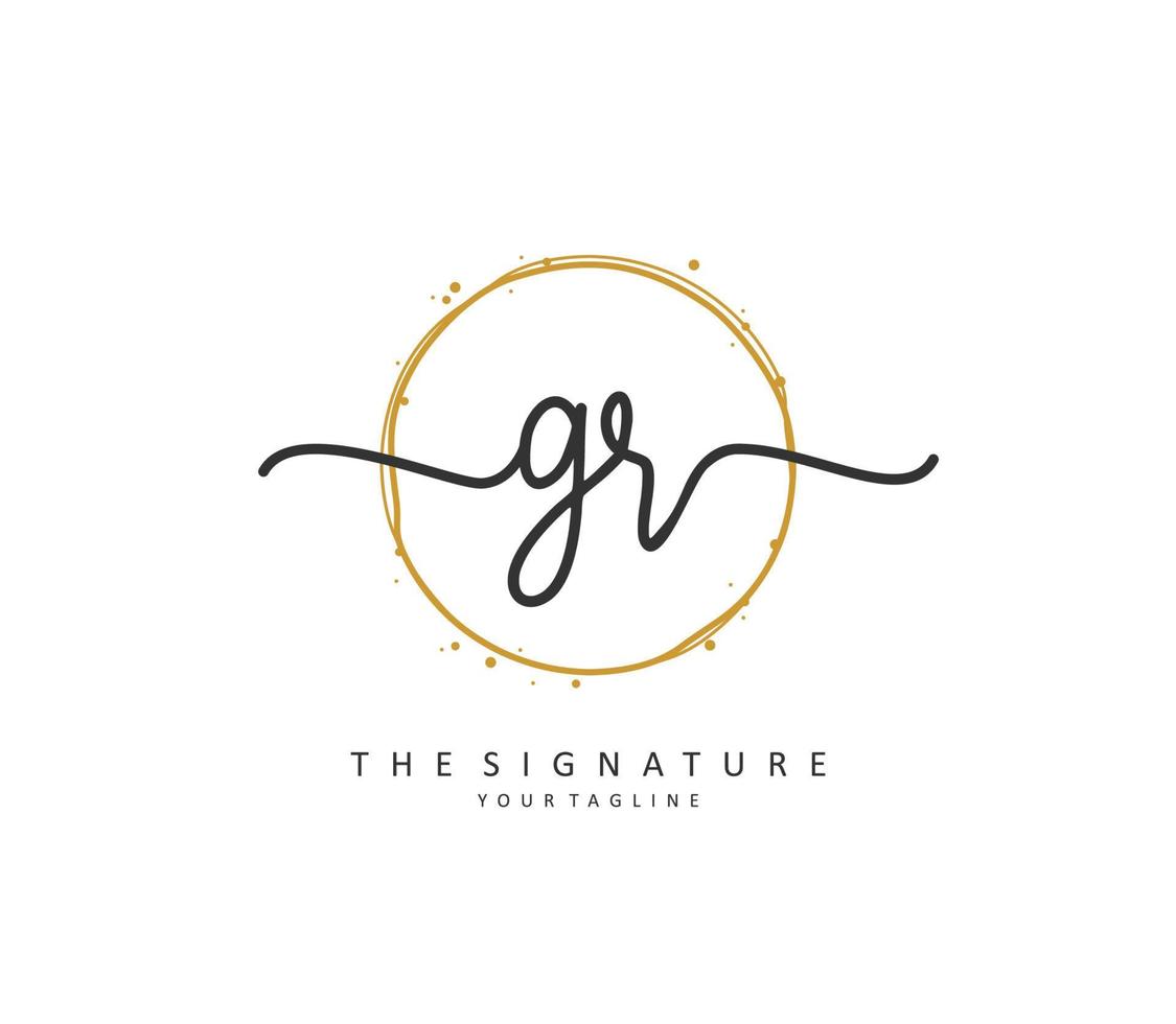 GR Initial letter handwriting and  signature logo. A concept handwriting initial logo with template element. vector