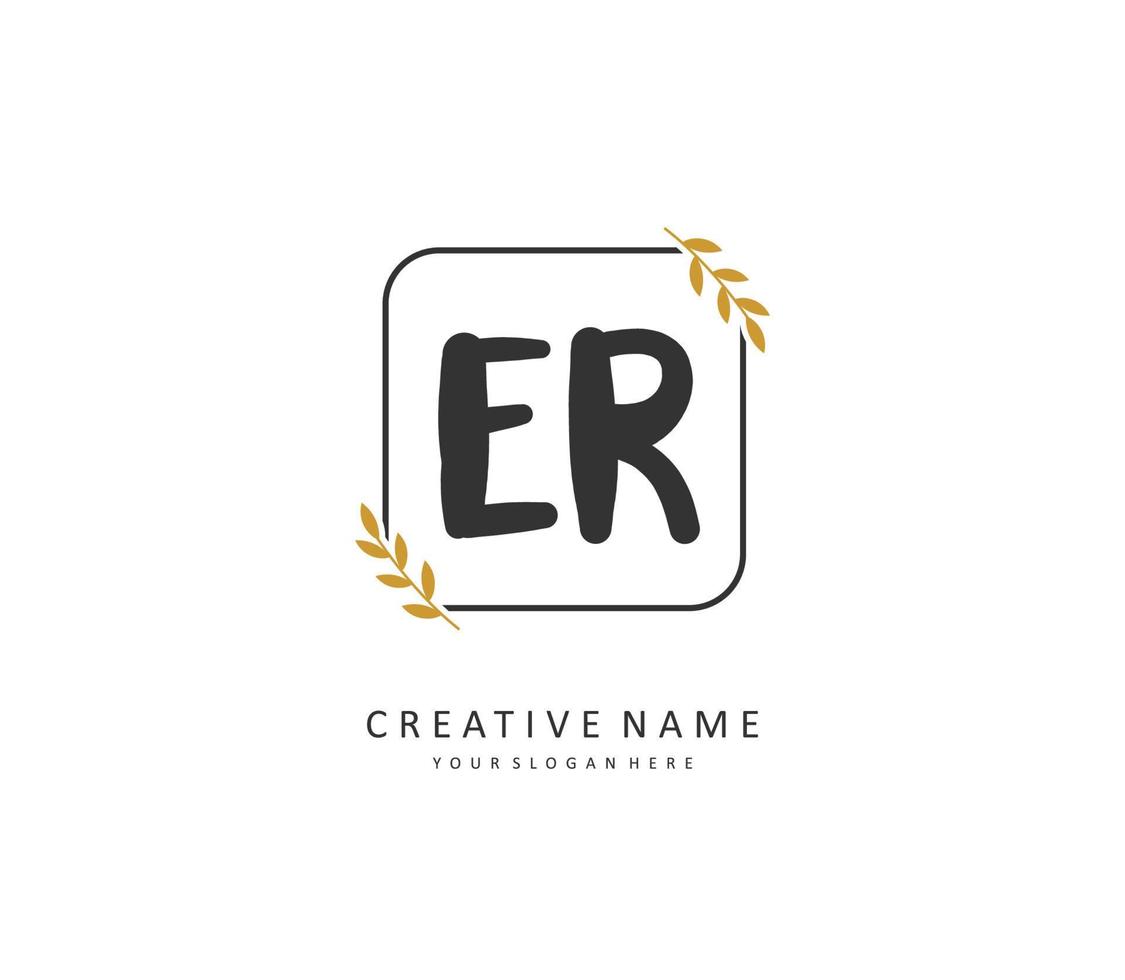 ER Initial letter handwriting and  signature logo. A concept handwriting initial logo with template element. vector