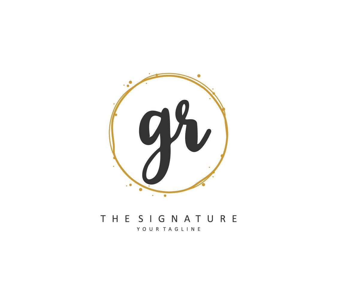 GR Initial letter handwriting and  signature logo. A concept handwriting initial logo with template element. vector