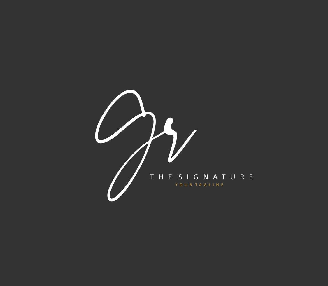 GR Initial letter handwriting and  signature logo. A concept handwriting initial logo with template element. vector