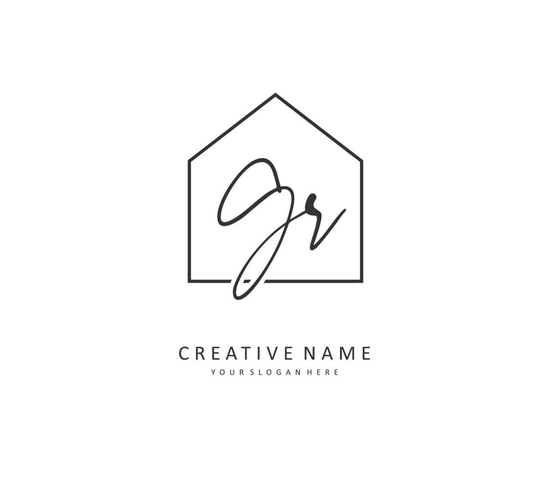 GR Initial letter handwriting and  signature logo. A concept handwriting initial logo with template element. vector