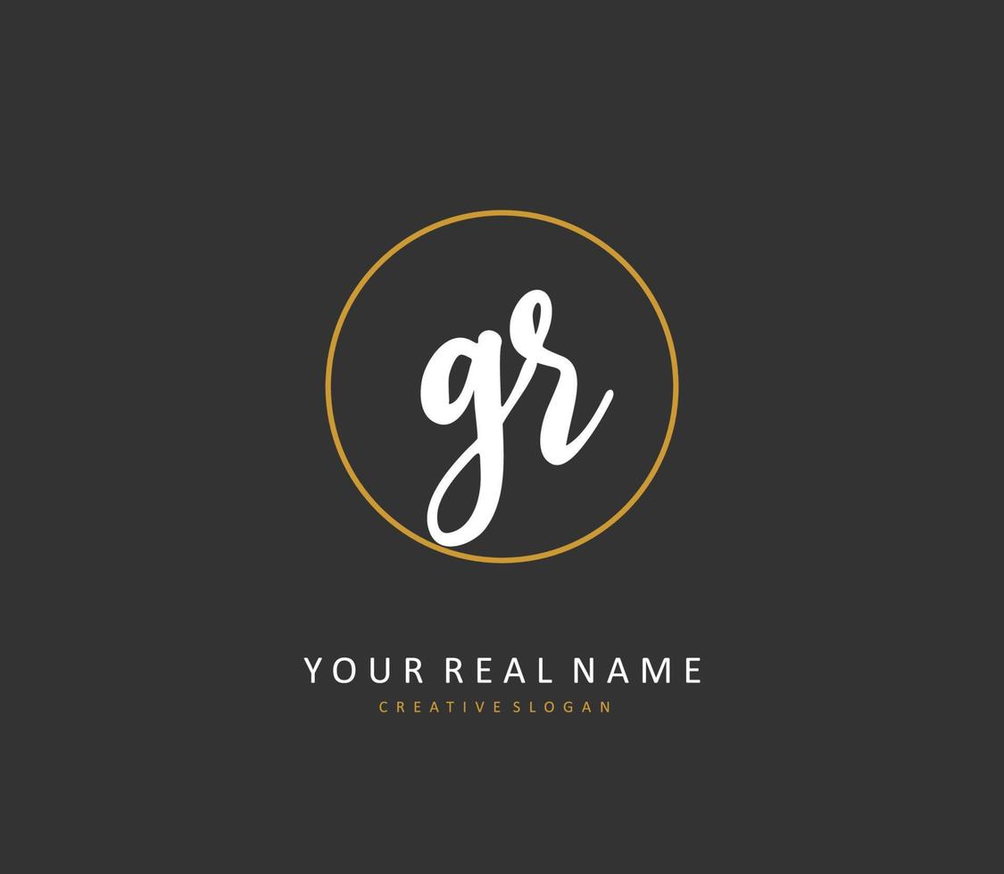 GR Initial letter handwriting and  signature logo. A concept handwriting initial logo with template element. vector