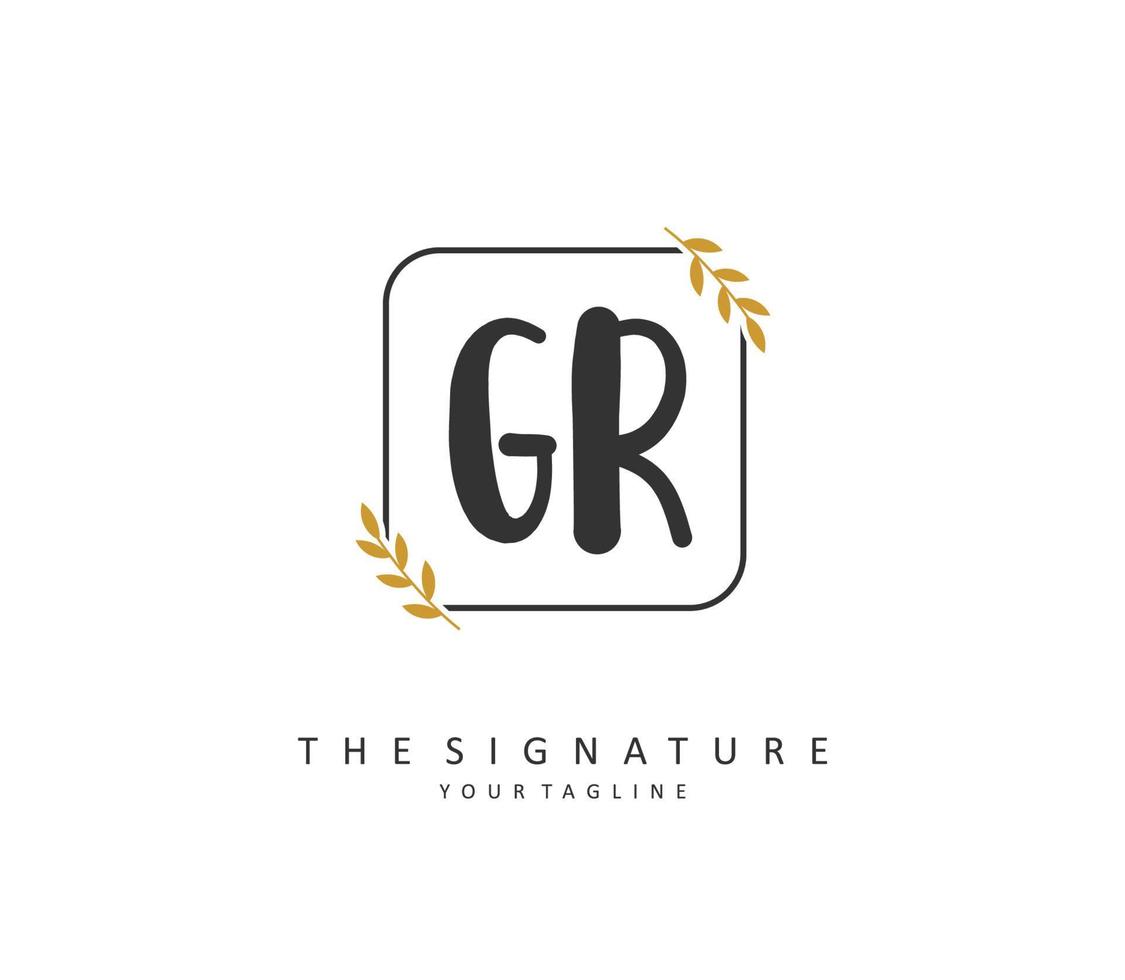 GR Initial letter handwriting and  signature logo. A concept handwriting initial logo with template element. vector