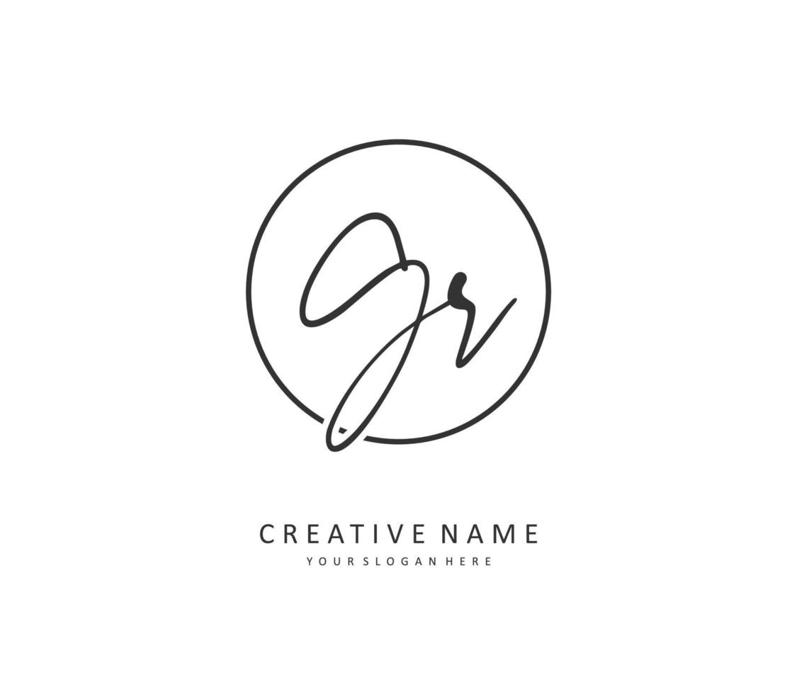 GR Initial letter handwriting and  signature logo. A concept handwriting initial logo with template element. vector