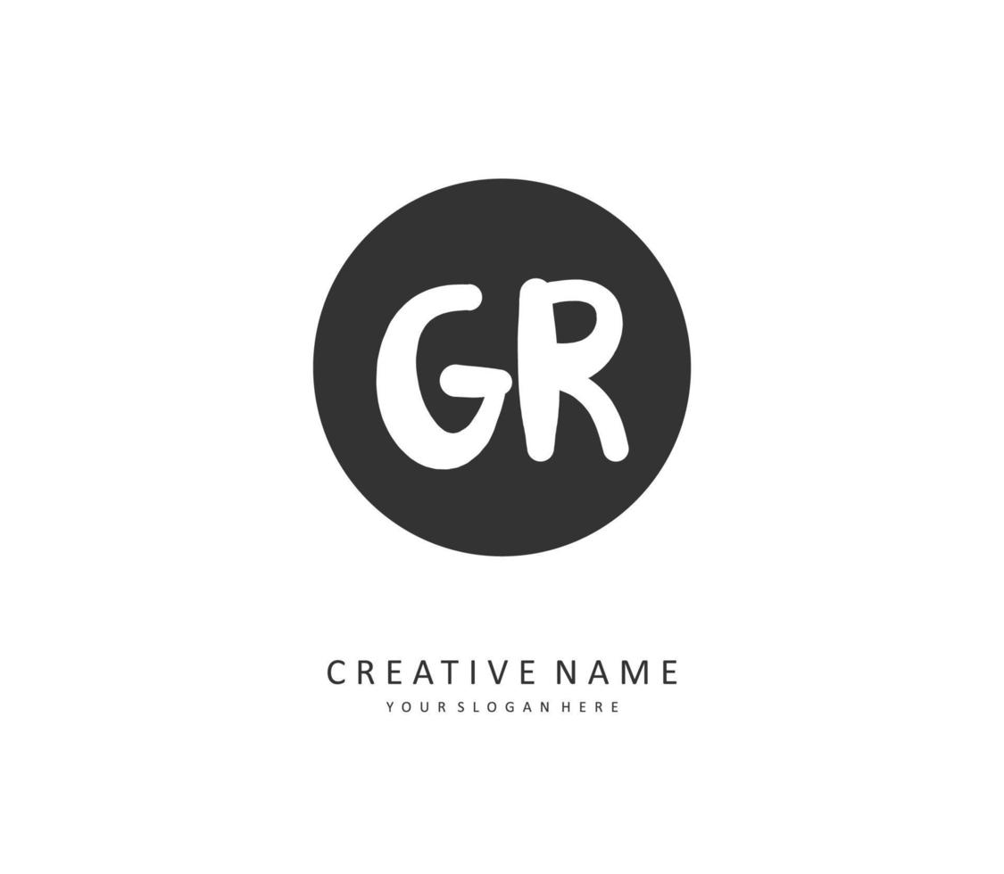 GR Initial letter handwriting and  signature logo. A concept handwriting initial logo with template element. vector