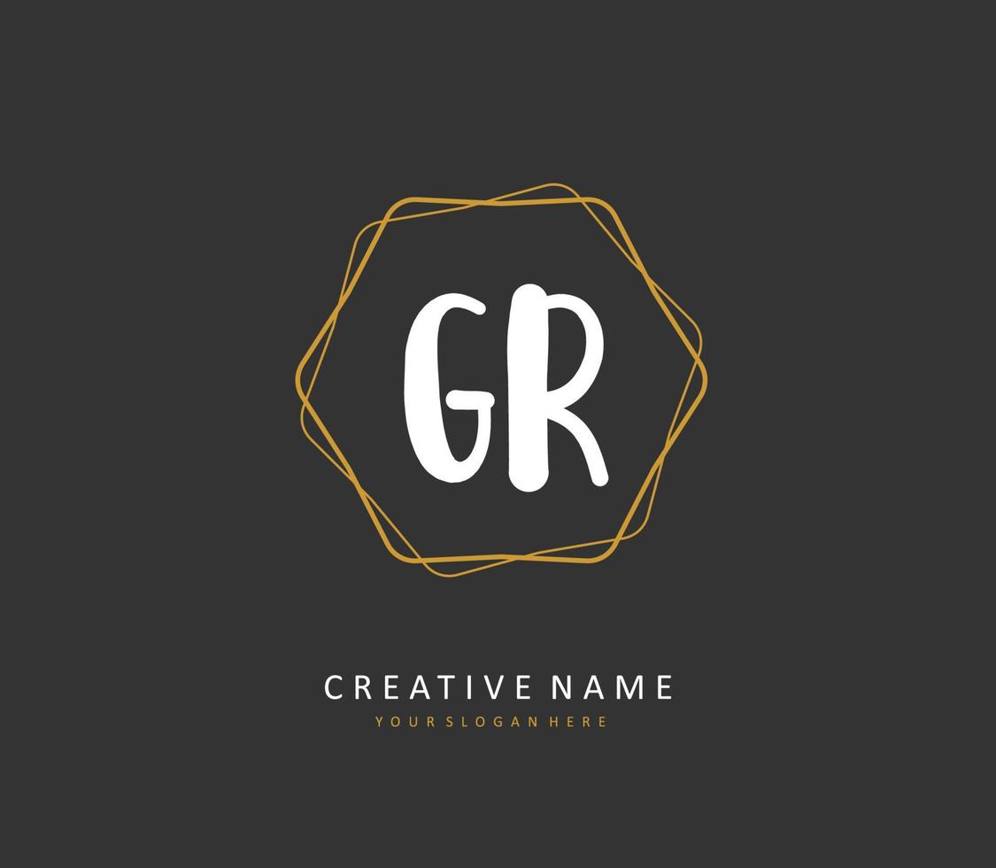 GR Initial letter handwriting and  signature logo. A concept handwriting initial logo with template element. vector