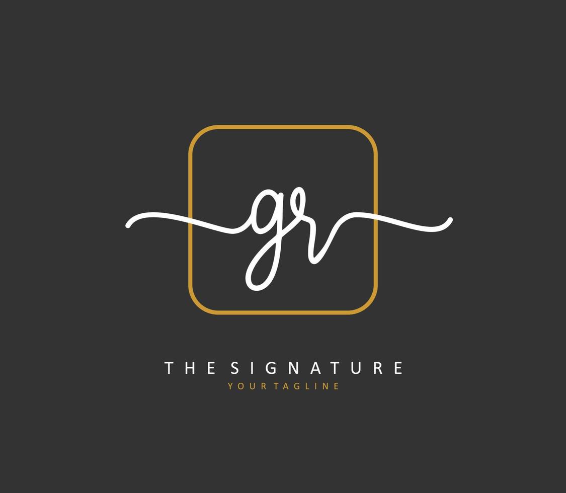 GR Initial letter handwriting and  signature logo. A concept handwriting initial logo with template element. vector