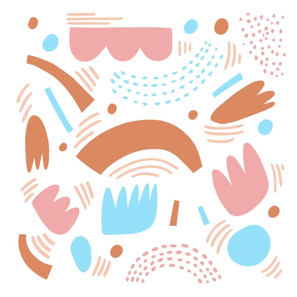 Colorful pastel abstract shapes elements. Hand drawn doodle style vector illustration.