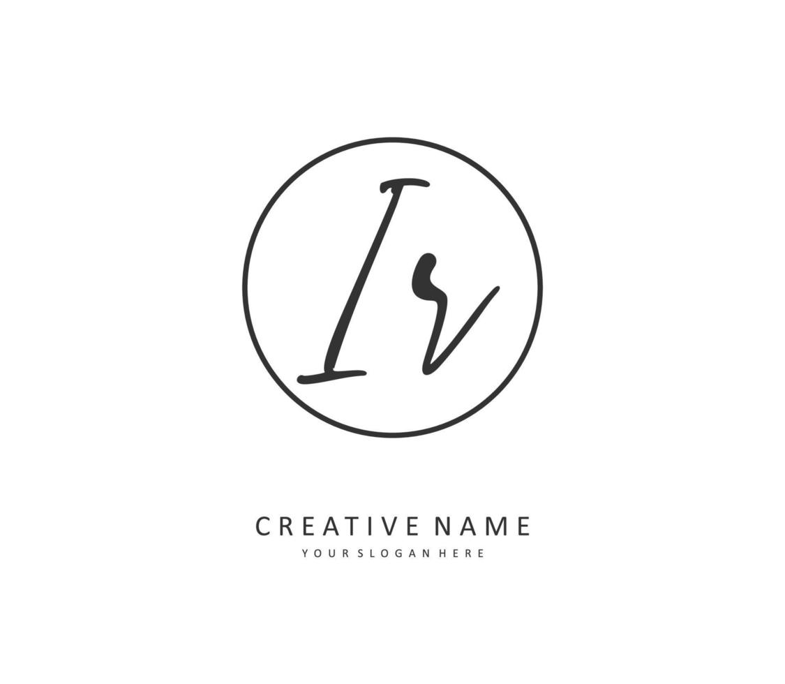 IR Initial letter handwriting and  signature logo. A concept handwriting initial logo with template element. vector