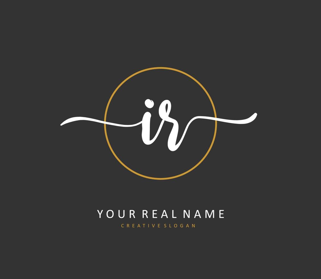 IR Initial letter handwriting and  signature logo. A concept handwriting initial logo with template element. vector