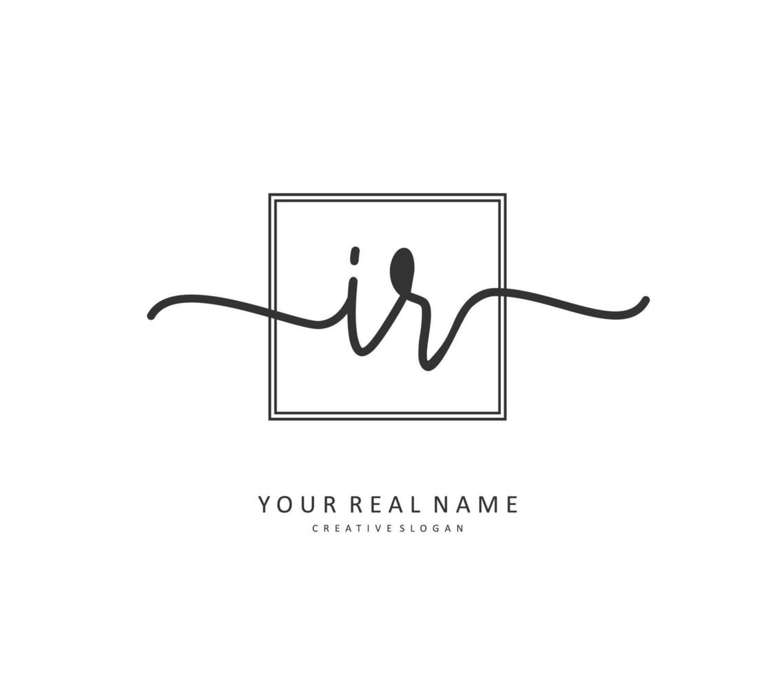 IR Initial letter handwriting and  signature logo. A concept handwriting initial logo with template element. vector