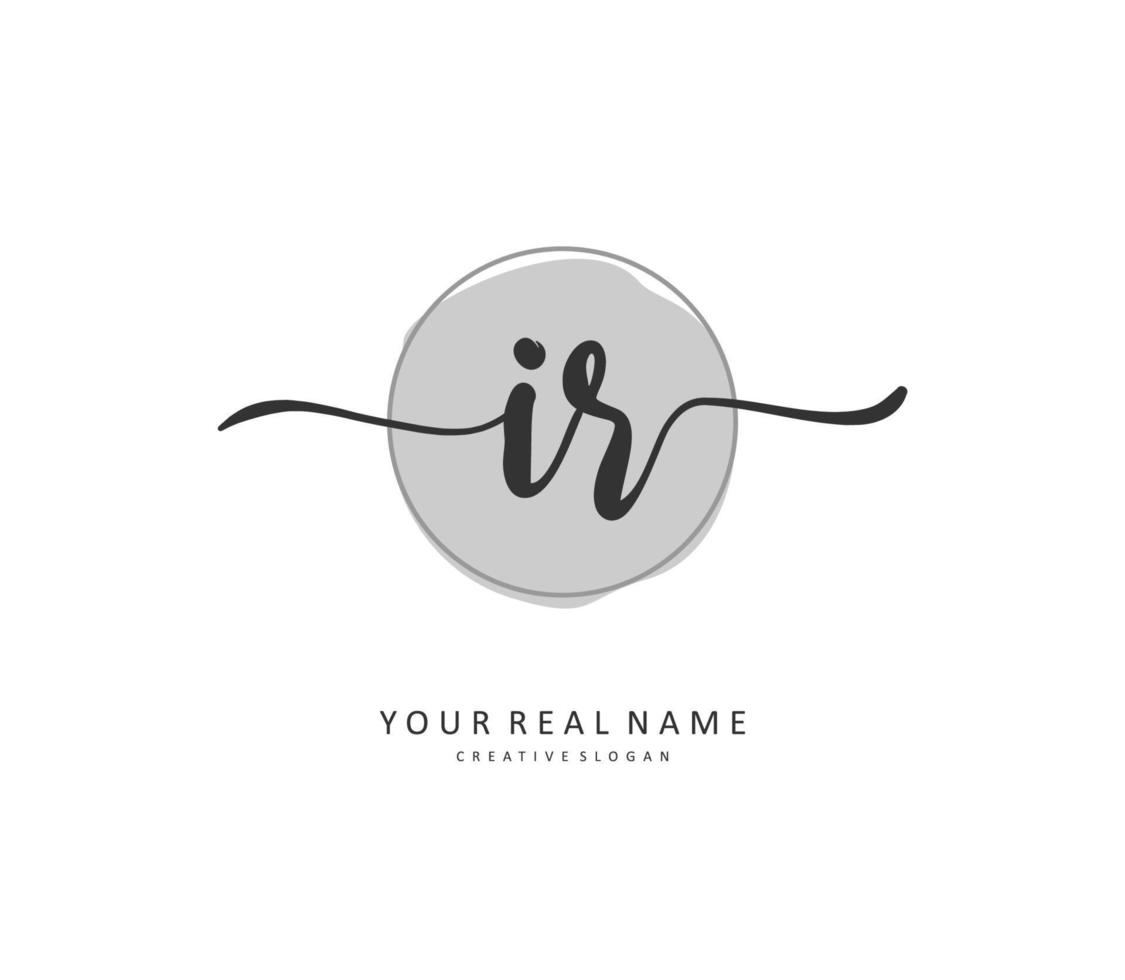 IR Initial letter handwriting and  signature logo. A concept handwriting initial logo with template element. vector