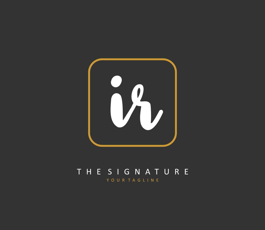 IR Initial letter handwriting and  signature logo. A concept handwriting initial logo with template element. vector