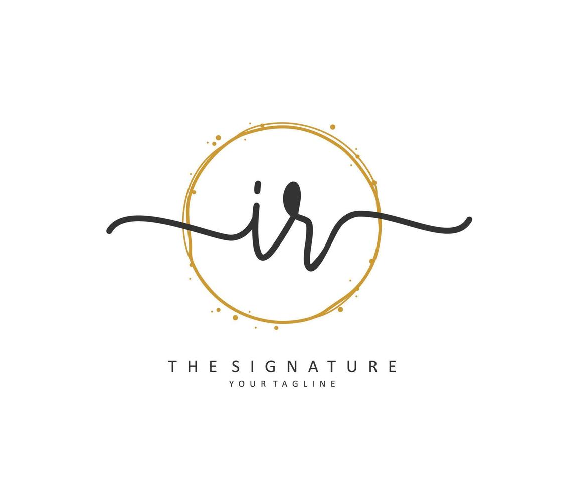 IR Initial letter handwriting and  signature logo. A concept handwriting initial logo with template element. vector