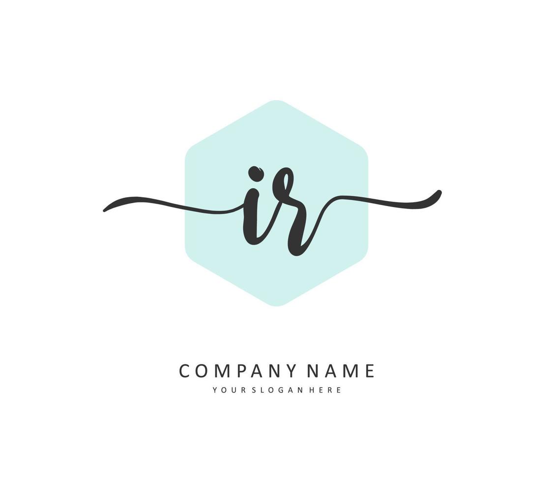 IR Initial letter handwriting and  signature logo. A concept handwriting initial logo with template element. vector
