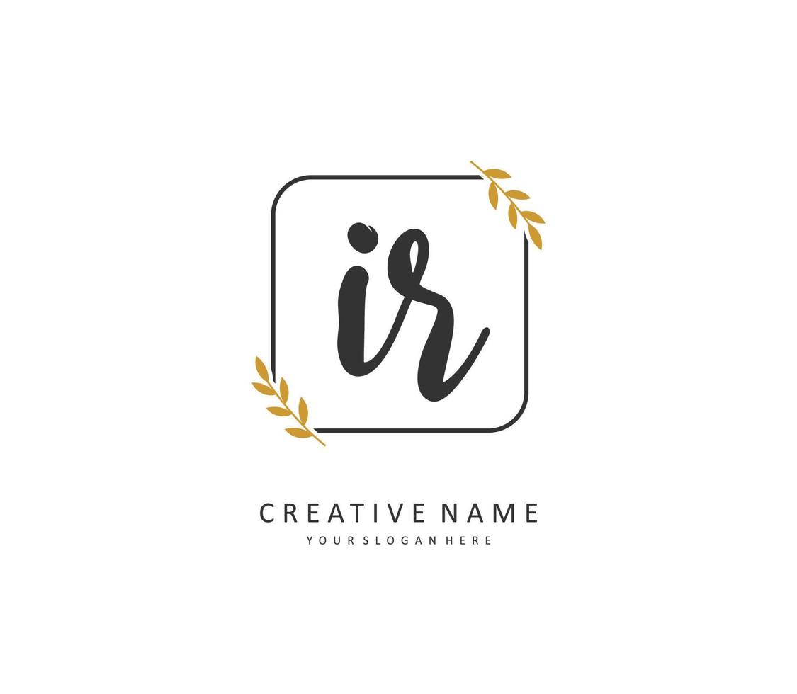 IR Initial letter handwriting and  signature logo. A concept handwriting initial logo with template element. vector