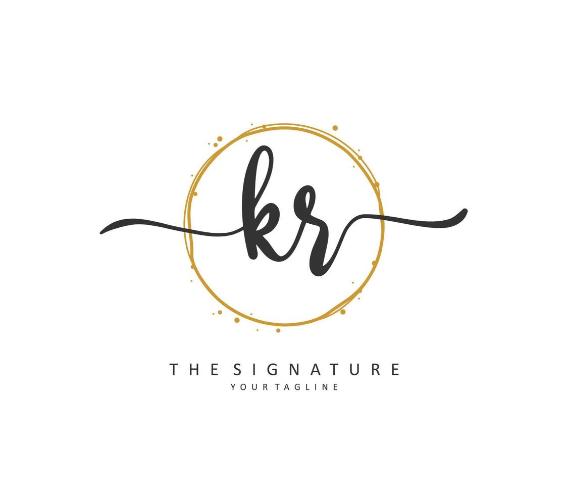 KR Initial letter handwriting and  signature logo. A concept handwriting initial logo with template element. vector
