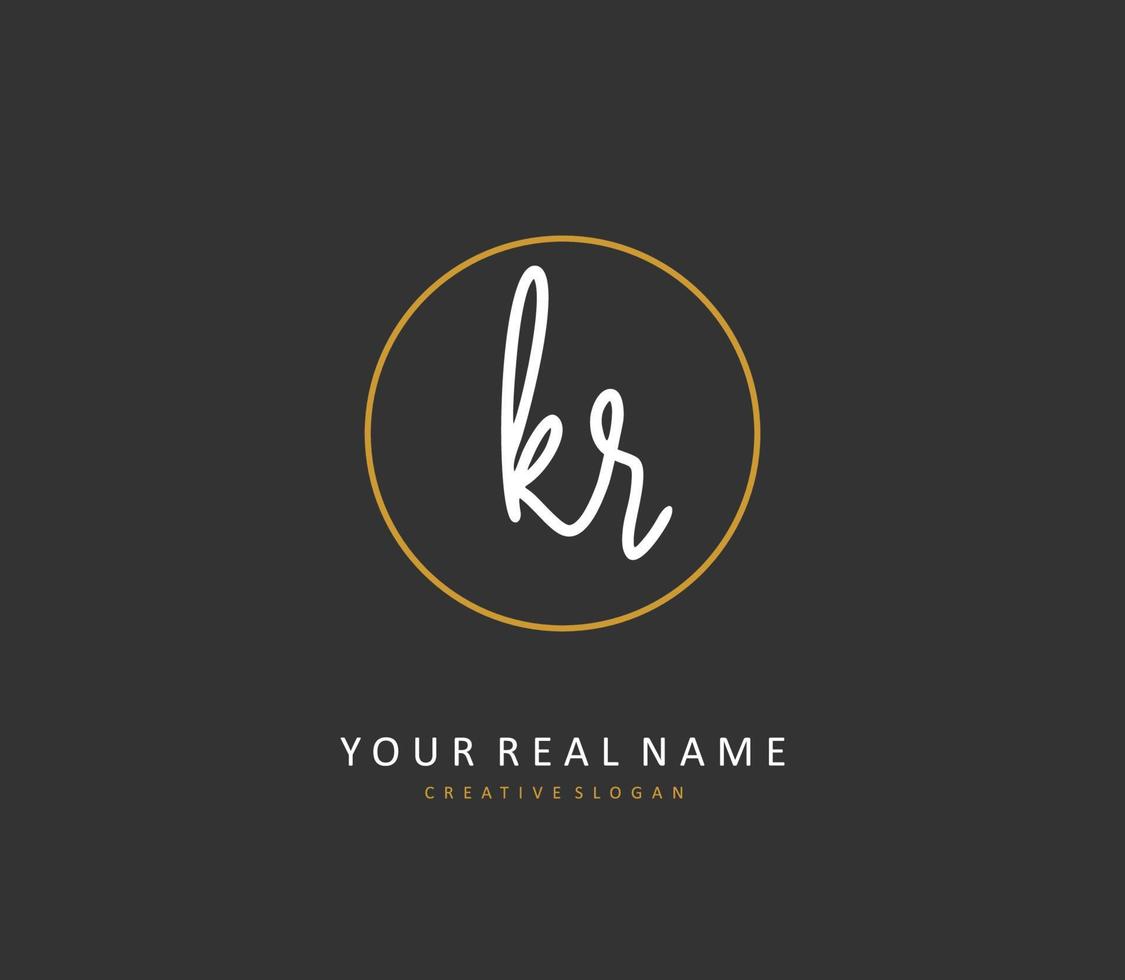 KR Initial letter handwriting and  signature logo. A concept handwriting initial logo with template element. vector