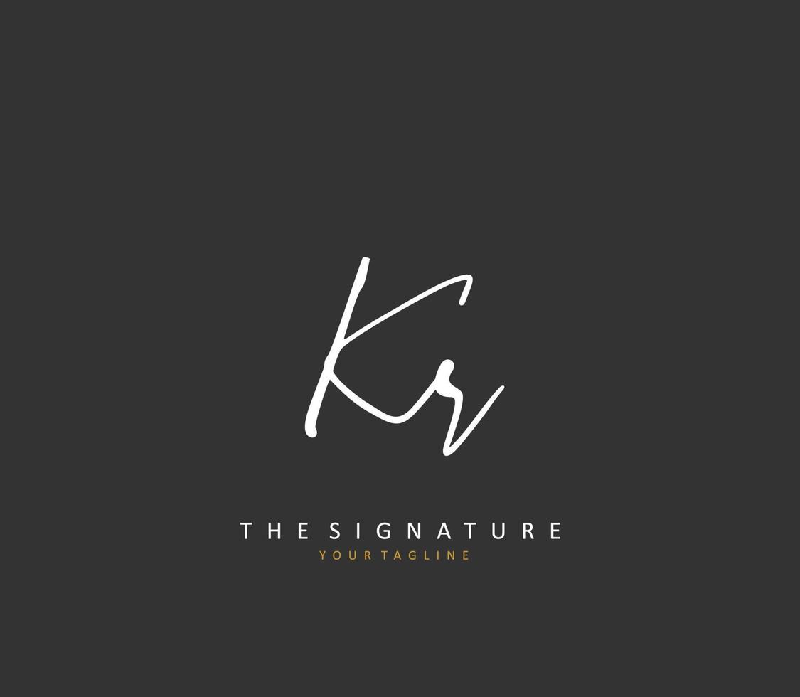 KR Initial letter handwriting and  signature logo. A concept handwriting initial logo with template element. vector