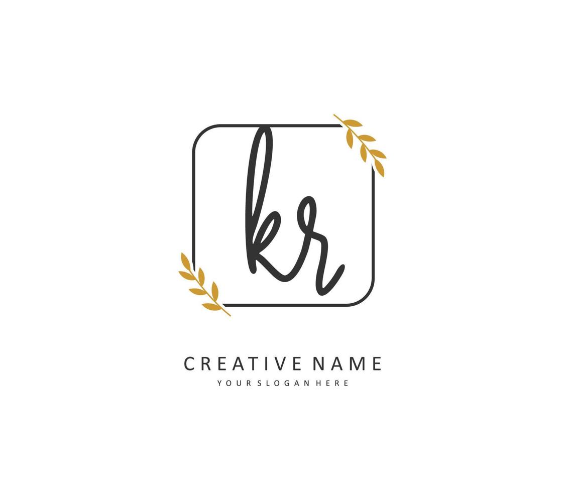 KR Initial letter handwriting and  signature logo. A concept handwriting initial logo with template element. vector