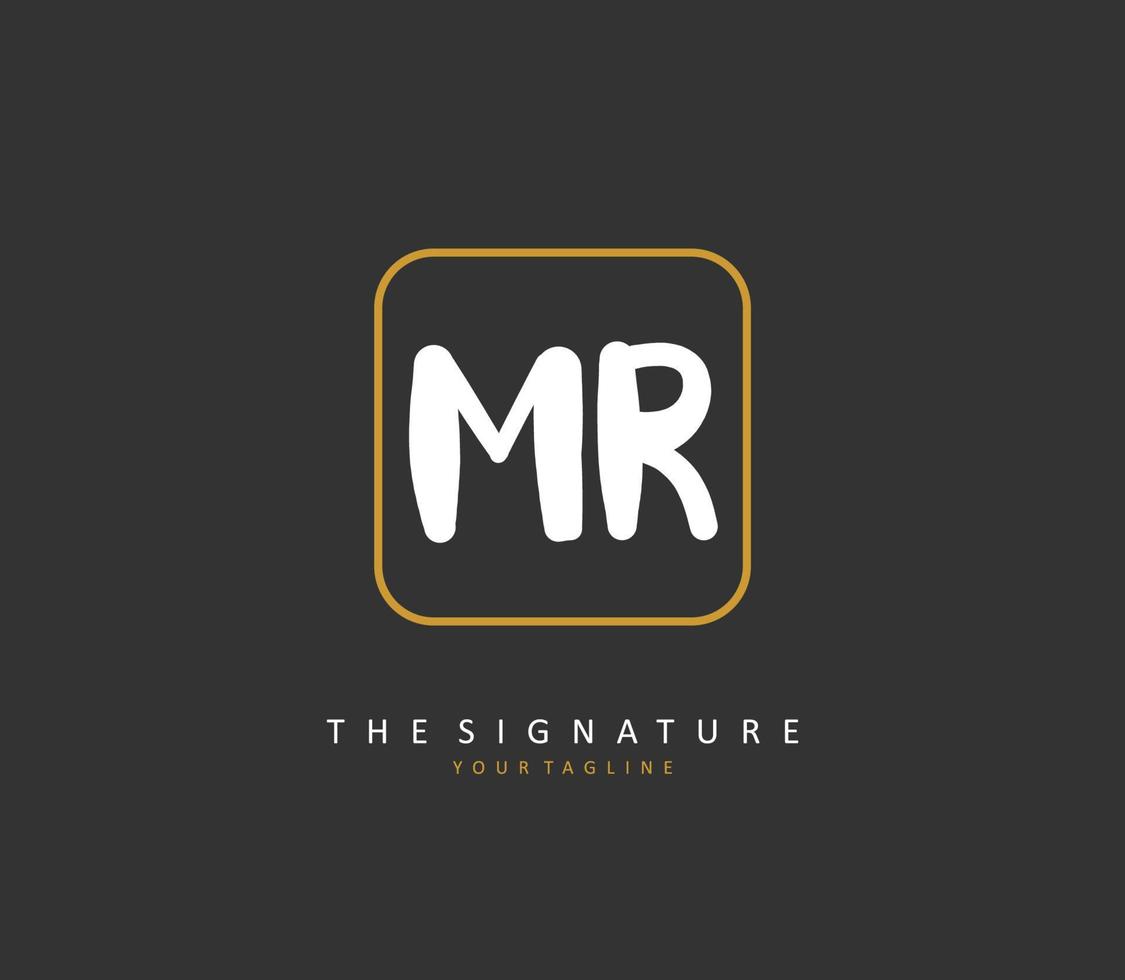 MR Initial letter handwriting and  signature logo. A concept handwriting initial logo with template element. vector