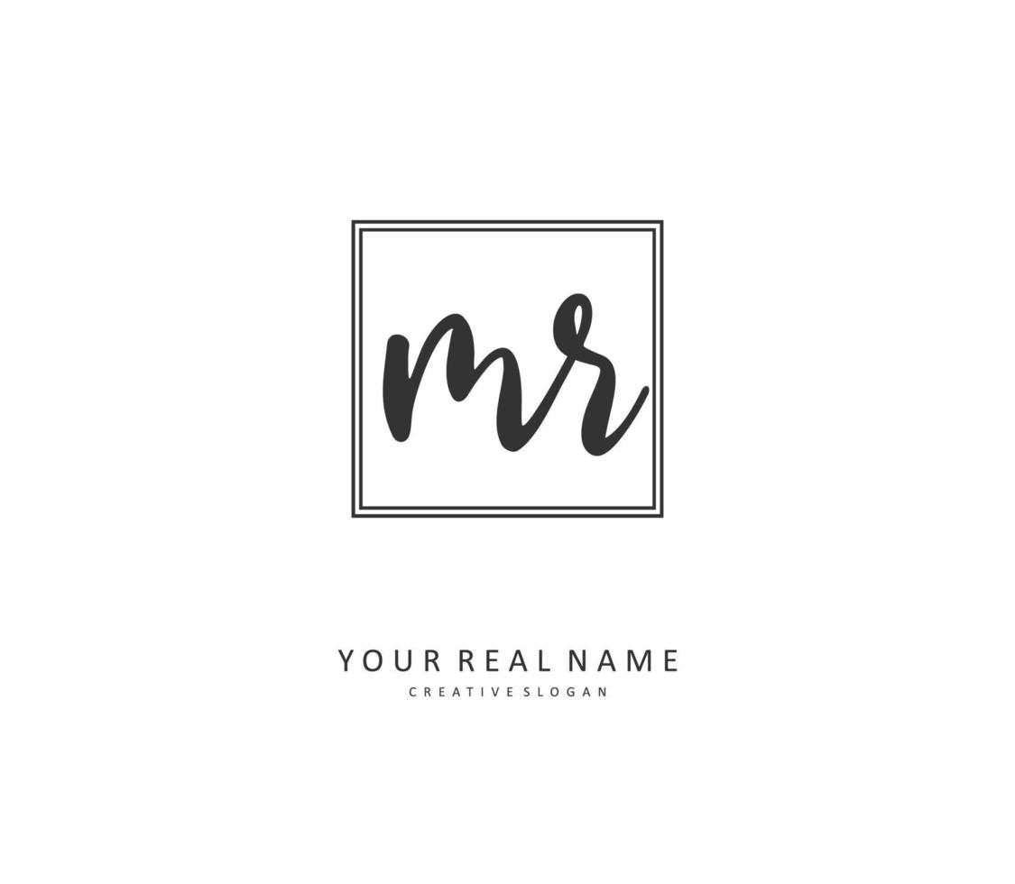 MR Initial letter handwriting and  signature logo. A concept handwriting initial logo with template element. vector