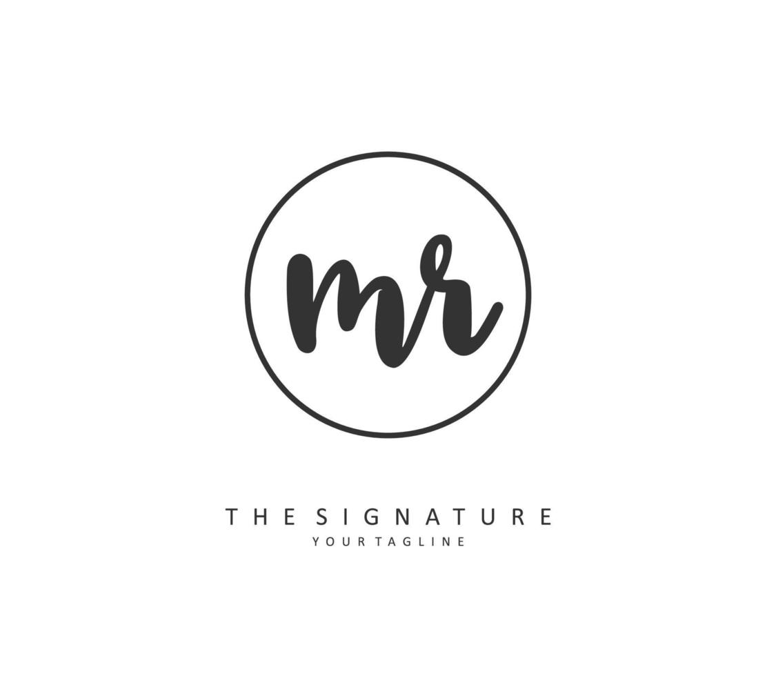 MR Initial letter handwriting and  signature logo. A concept handwriting initial logo with template element. vector