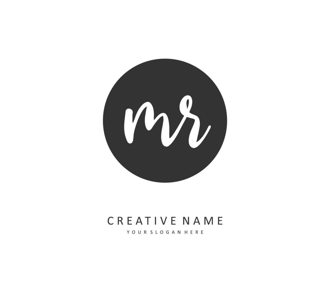 MR Initial letter handwriting and  signature logo. A concept handwriting initial logo with template element. vector