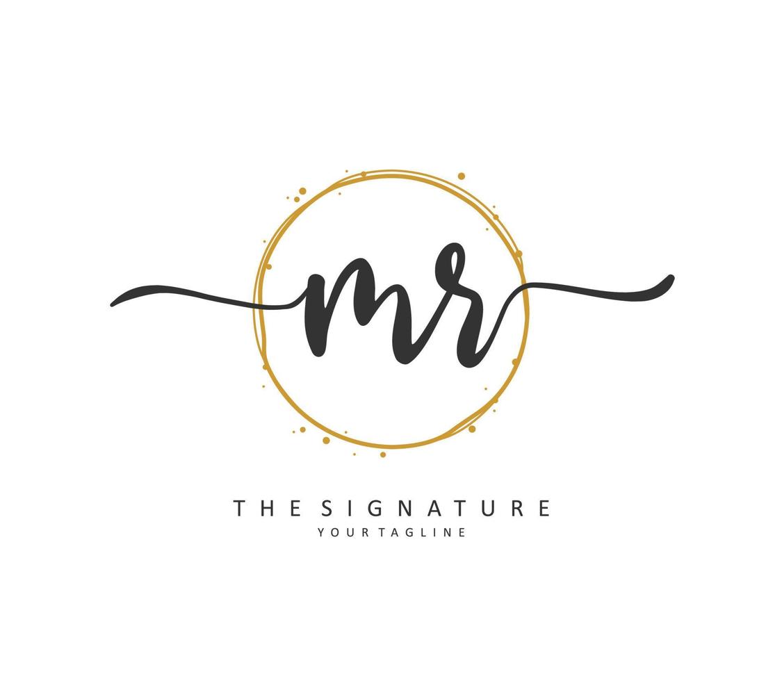 MR Initial letter handwriting and  signature logo. A concept handwriting initial logo with template element. vector