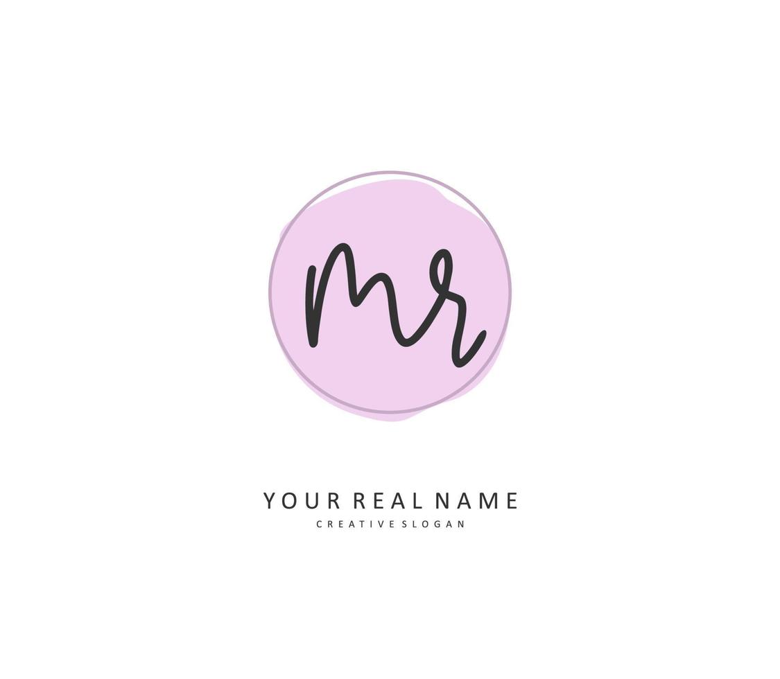 MR Initial letter handwriting and  signature logo. A concept handwriting initial logo with template element. vector