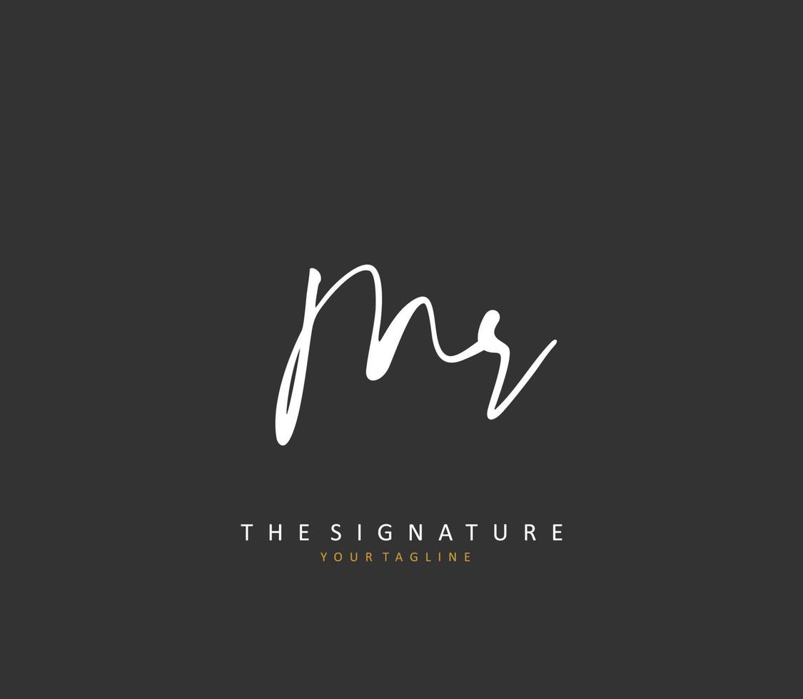MR Initial letter handwriting and  signature logo. A concept handwriting initial logo with template element. vector