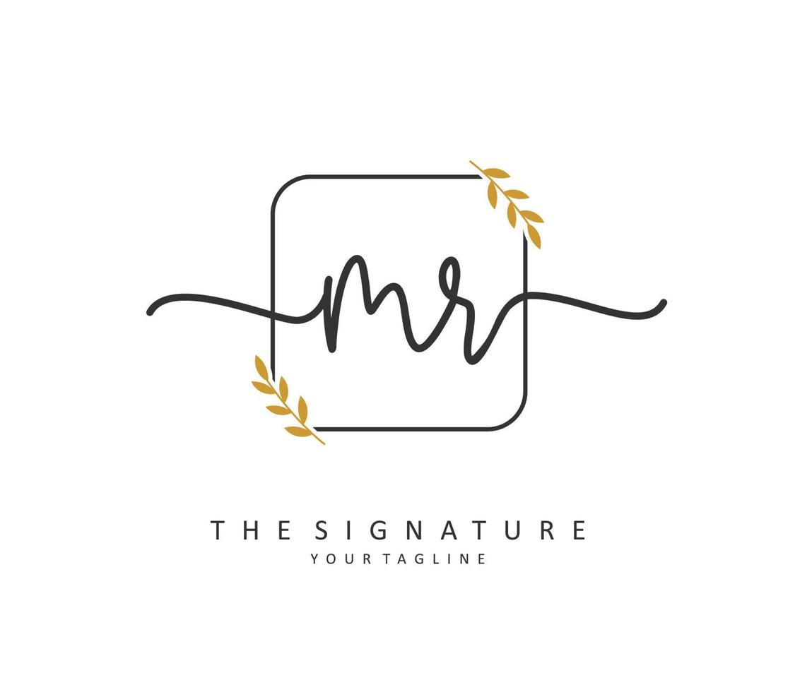 MR Initial letter handwriting and  signature logo. A concept handwriting initial logo with template element. vector