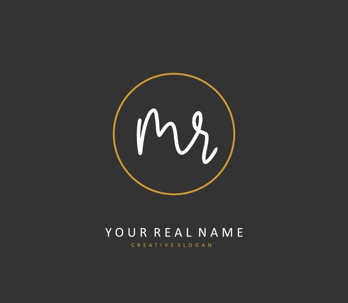 MR Initial letter handwriting and  signature logo. A concept handwriting initial logo with template element. vector