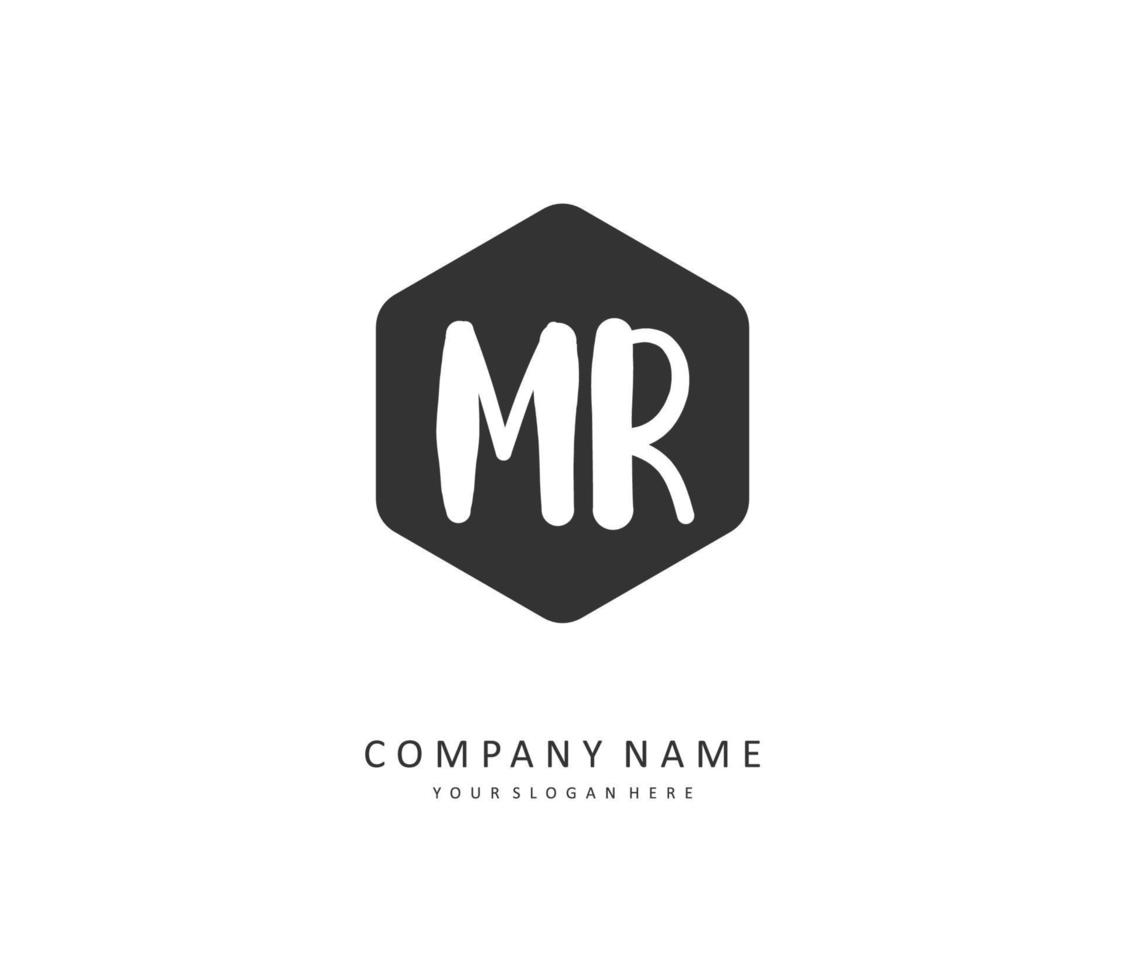 MR Initial letter handwriting and  signature logo. A concept handwriting initial logo with template element. vector