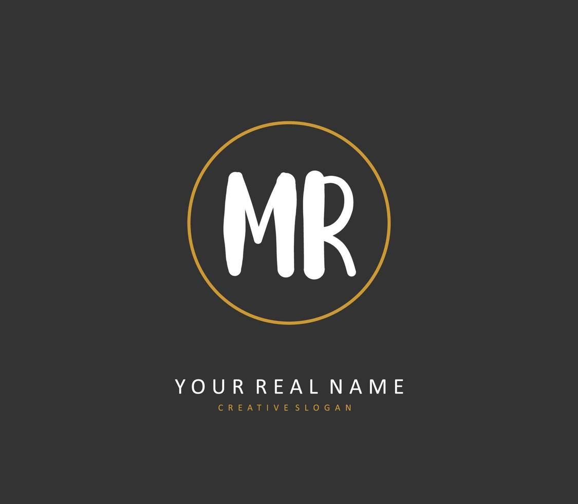 MR Initial letter handwriting and  signature logo. A concept handwriting initial logo with template element. vector