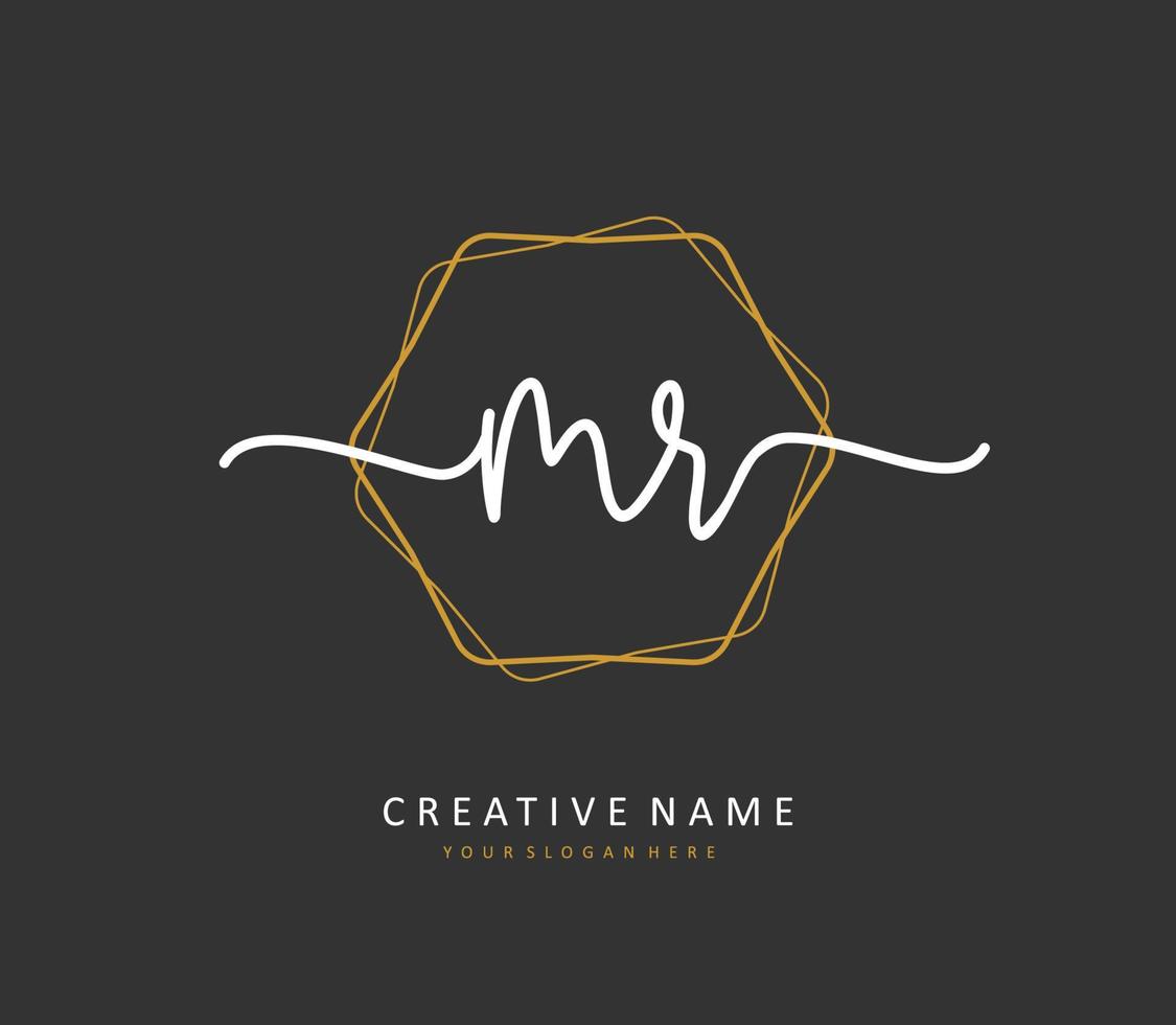 MR Initial letter handwriting and  signature logo. A concept handwriting initial logo with template element. vector