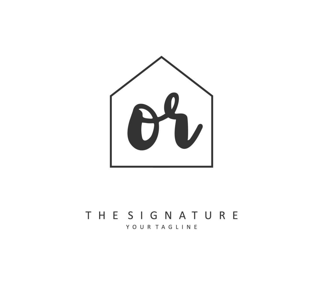 OR Initial letter handwriting and  signature logo. A concept handwriting initial logo with template element. vector