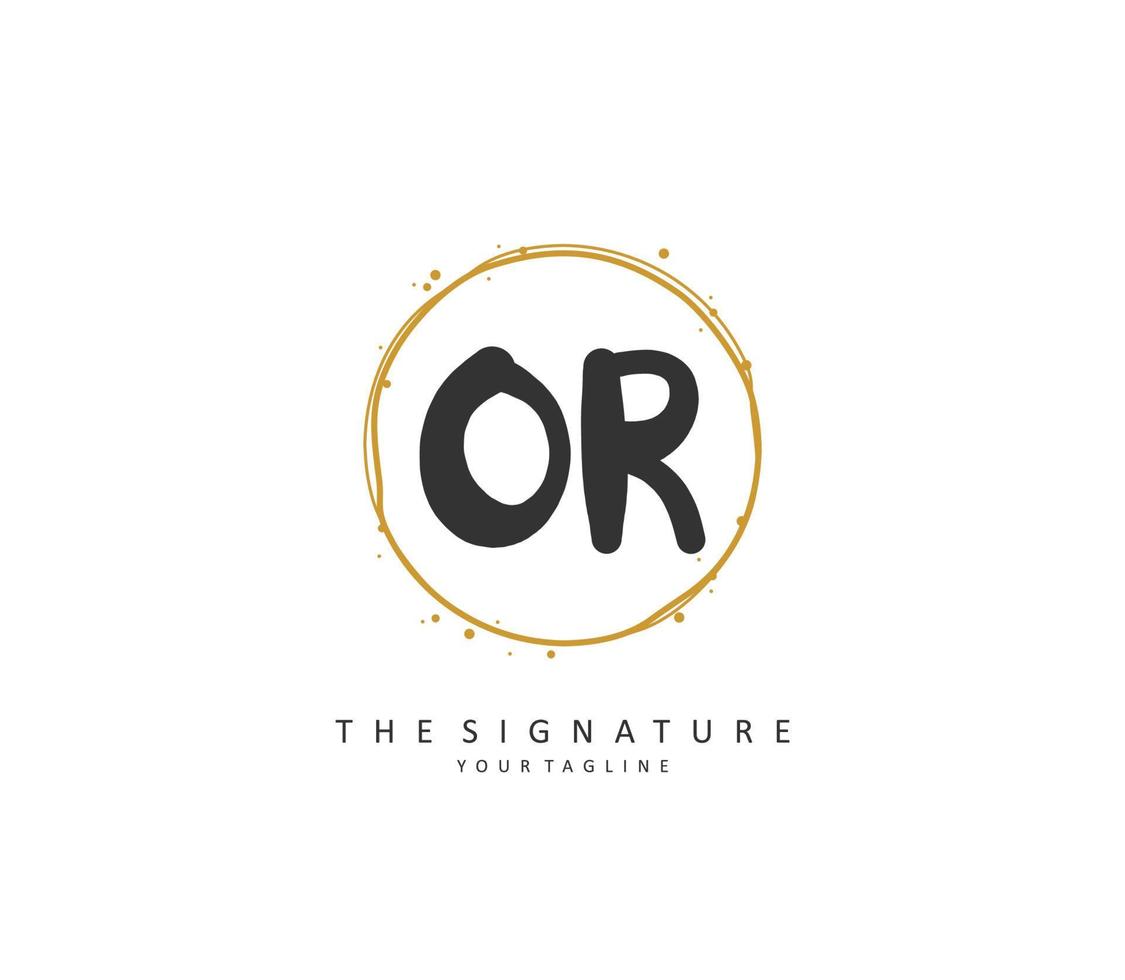 OR Initial letter handwriting and  signature logo. A concept handwriting initial logo with template element. vector